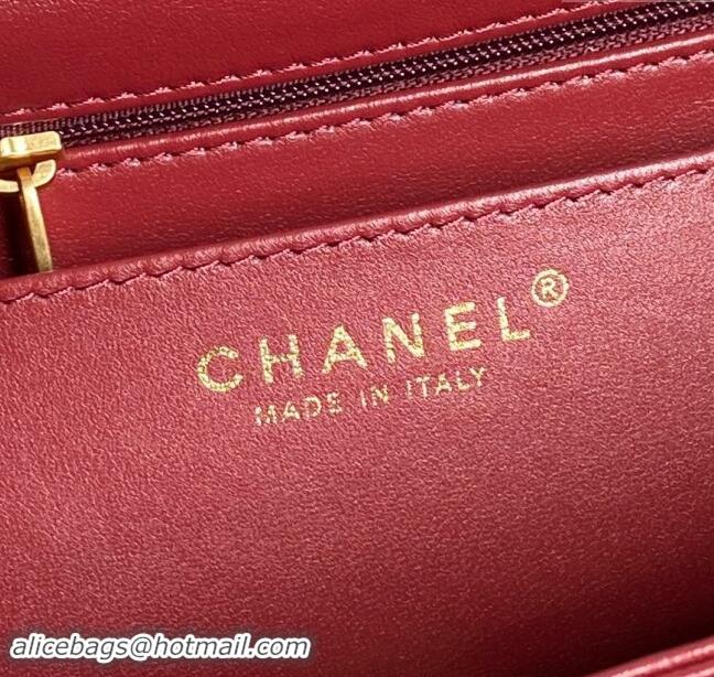 Well Crafted Chanel Grained Shiny Calfskin Small Flap bag with Top Handle AS5166 Red 2024