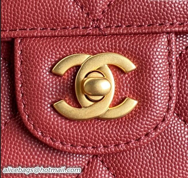 Well Crafted Chanel Grained Shiny Calfskin Small Flap bag with Top Handle AS5166 Red 2024