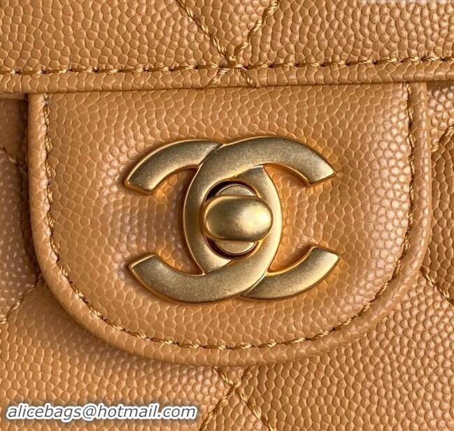 Grade Quality Chanel Grained Shiny Calfskin Small Flap bag with Top Handle AS5166 Yellow 2024