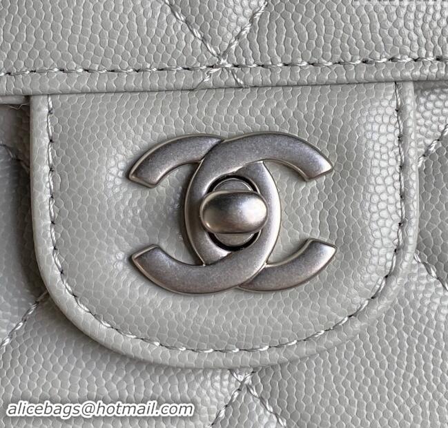 Modern Classic Chanel Grained Shiny Calfskin Small Flap bag with Top Handle AS5166 Grey 2024