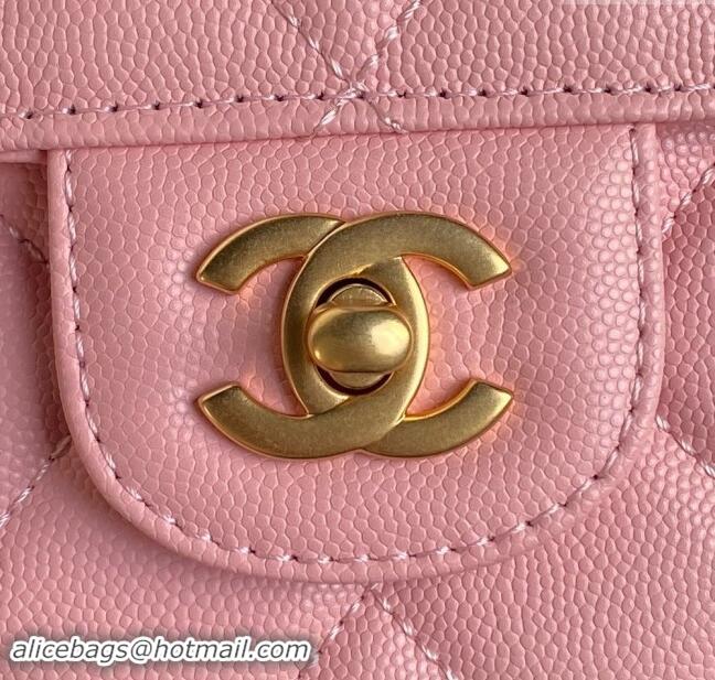 Inexpensive Chanel Grained Shiny Calfskin Small Flap bag with Top Handle AS5166 Light Pink 2024