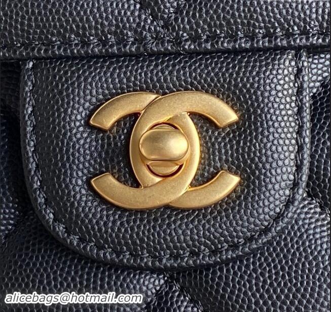 Top Grade Chanel Grained Shiny Calfskin Mini Flap bag with Top Handle AS5165 Black 2024