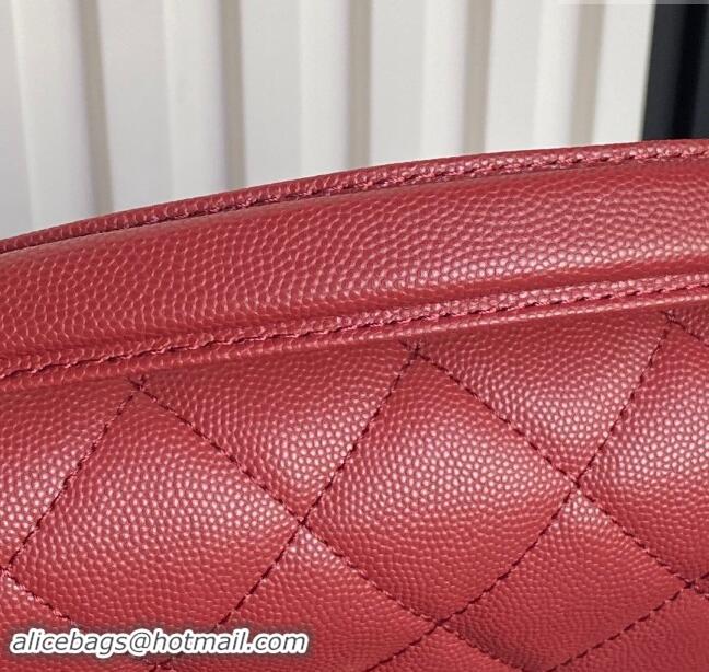 Top Grade Chanel Grained Shiny Calfskin Mini Flap bag with Top Handle AS5165 Red 2024