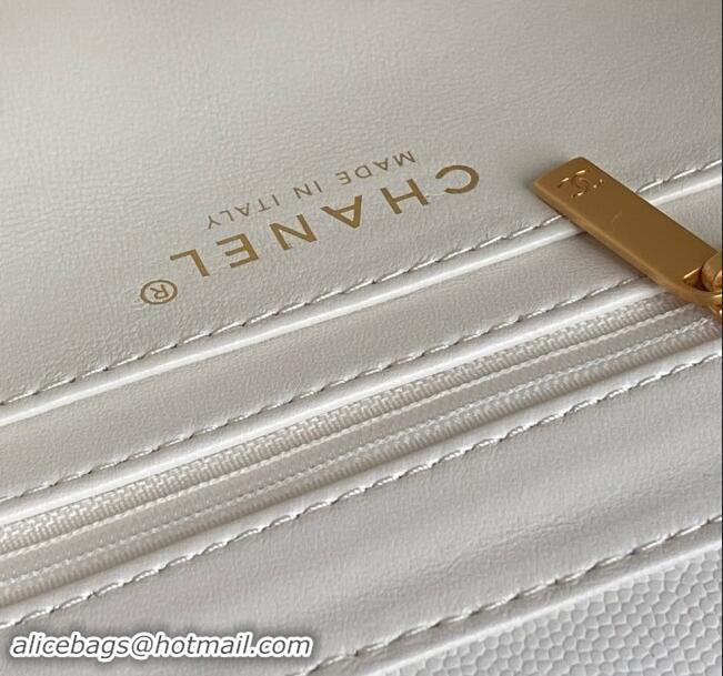 Reasonable Price Chanel Grained Shiny Calfskin Mini Flap bag with Top Handle AS5165 White 2024