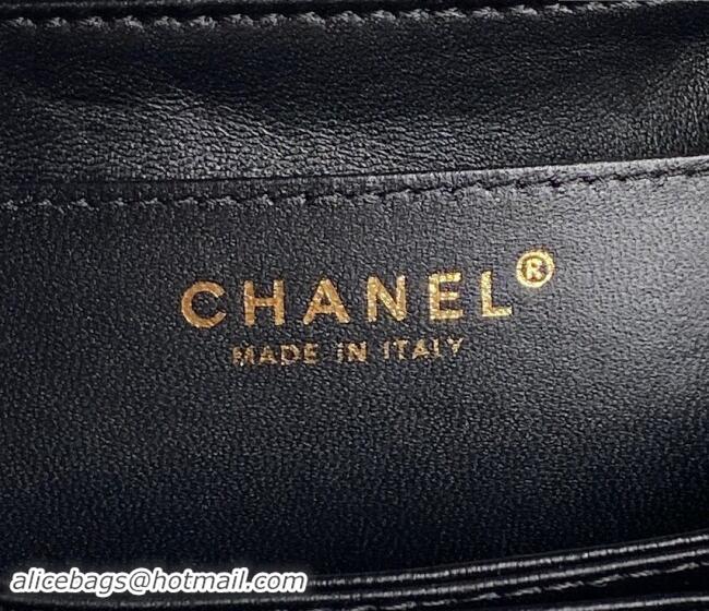 Top Grade Chanel Grained Shiny Calfskin Mini Flap bag with Top Handle AS5164 Black 2024