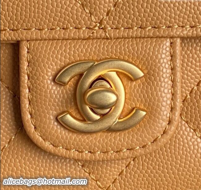 Buy Cheap Chanel Grained Shiny Calfskin Mini Flap bag with Top Handle AS5164 Yellow 2024