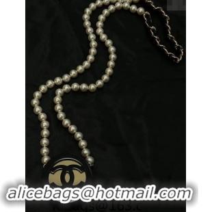 Low Cost Chanel Pearls Long Necklace with Round Case Pouch ABD869 2024