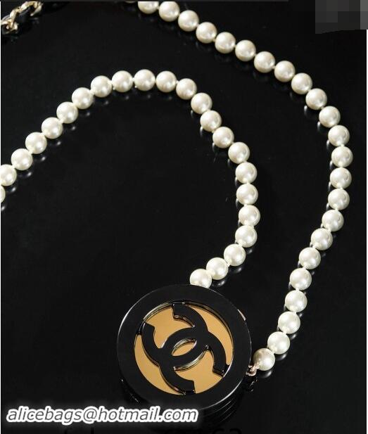 Low Cost Chanel Pearls Long Necklace with Round Case Pouch ABD869 2024