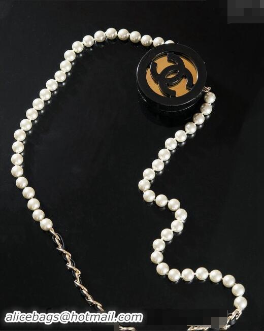 Low Cost Chanel Pearls Long Necklace with Round Case Pouch ABD869 2024