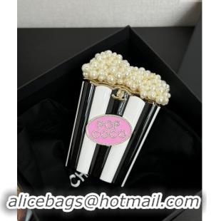 Best Price Chanel Popcorn Minaudiere Evening bag with Pearls AS5217 White/Black/Light Pink 2024