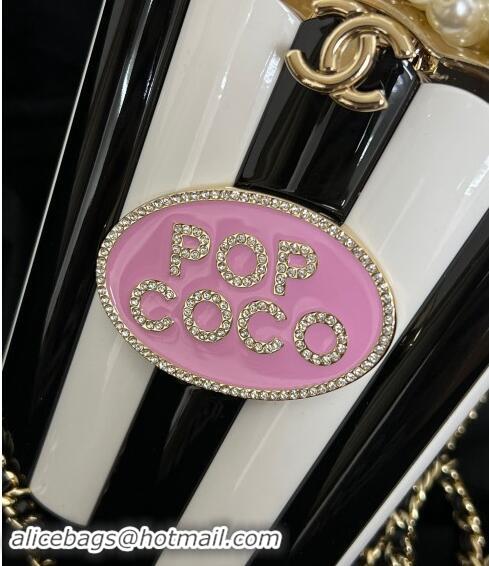 Best Price Chanel Popcorn Minaudiere Evening bag with Pearls AS5217 White/Black/Light Pink 2024