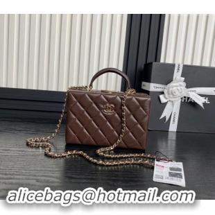 Unique Style Chanel Quilted Lambskin Small Box Bag AS5167 Dark Brown 2024