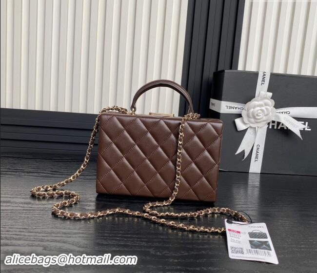 Unique Style Chanel Quilted Lambskin Small Box Bag AS5167 Dark Brown 2024