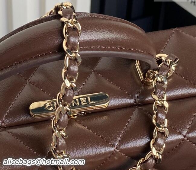 Unique Style Chanel Quilted Lambskin Small Box Bag AS5167 Dark Brown 2024