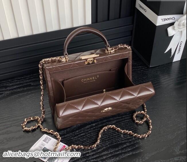 Unique Style Chanel Quilted Lambskin Small Box Bag AS5167 Dark Brown 2024