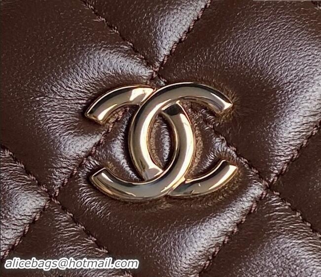 Unique Style Chanel Quilted Lambskin Small Box Bag AS5167 Dark Brown 2024