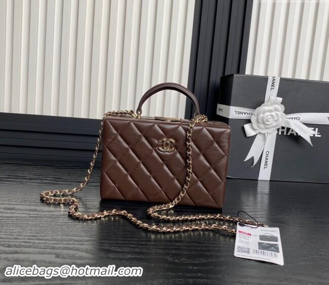 Unique Style Chanel Quilted Lambskin Small Box Bag AS5167 Dark Brown 2024