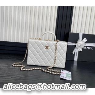 Most Popular Chanel Quilted Lambskin Box Bag AS5168 White 2024