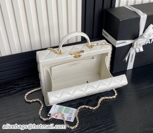 Most Popular Chanel Quilted Lambskin Box Bag AS5168 White 2024