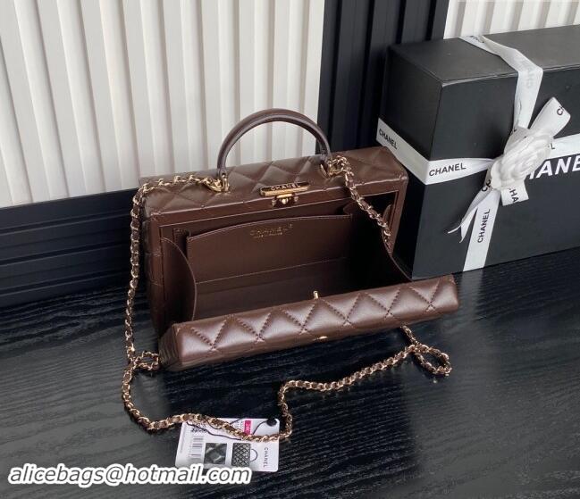 Good Looking Chanel Quilted Lambskin Box Bag AS5168 Brown 2024