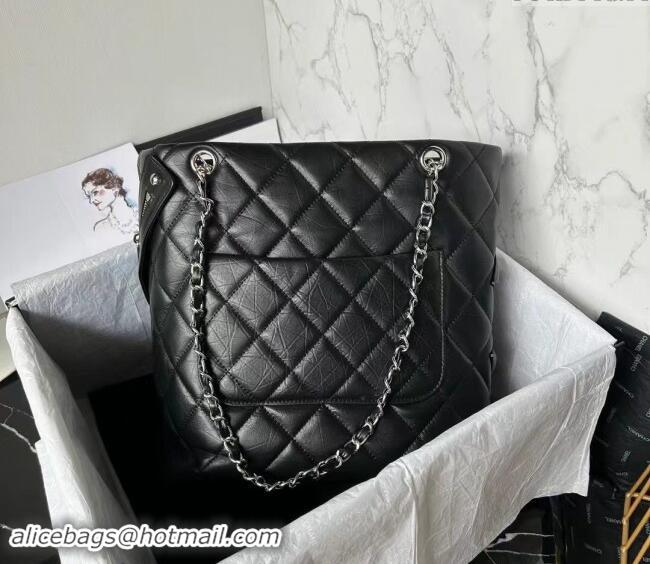 Best Price Chanel Lambskin Bucket Bag A25168 Black 2024