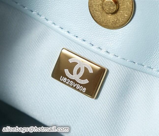 Unique Discount Chanel Lambskin Hobo Bag with CC Chain Strap AS5177 Light Blue 2024