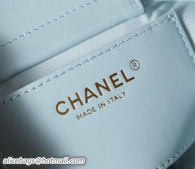 Unique Discount Chanel Lambskin Hobo Bag with CC Chain Strap AS5177 Light Blue 2024