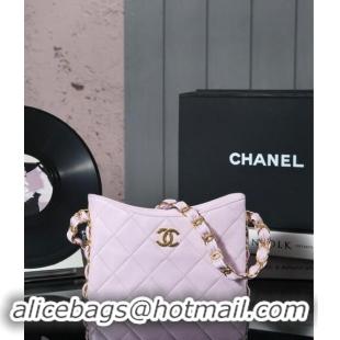 Buy Discount Chanel Lambskin Hobo Bag with CC Chain Strap AS5177 Light Purple 2024