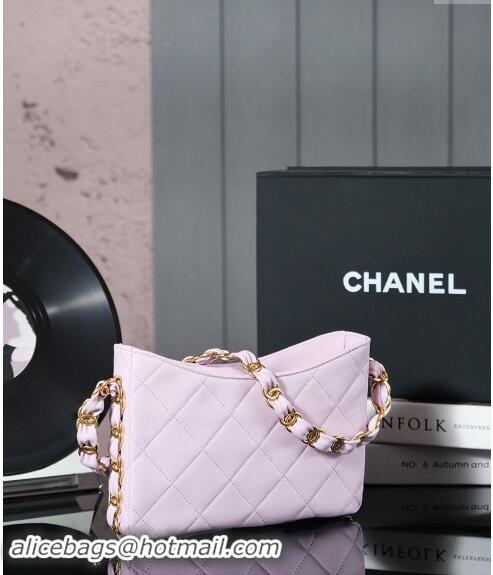 Buy Discount Chanel Lambskin Hobo Bag with CC Chain Strap AS5177 Light Purple 2024