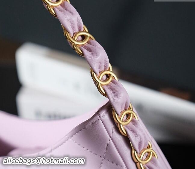 Buy Discount Chanel Lambskin Hobo Bag with CC Chain Strap AS5177 Light Purple 2024