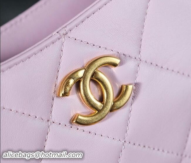 Buy Discount Chanel Lambskin Hobo Bag with CC Chain Strap AS5177 Light Purple 2024