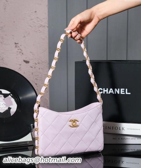 Buy Discount Chanel Lambskin Hobo Bag with CC Chain Strap AS5177 Light Purple 2024