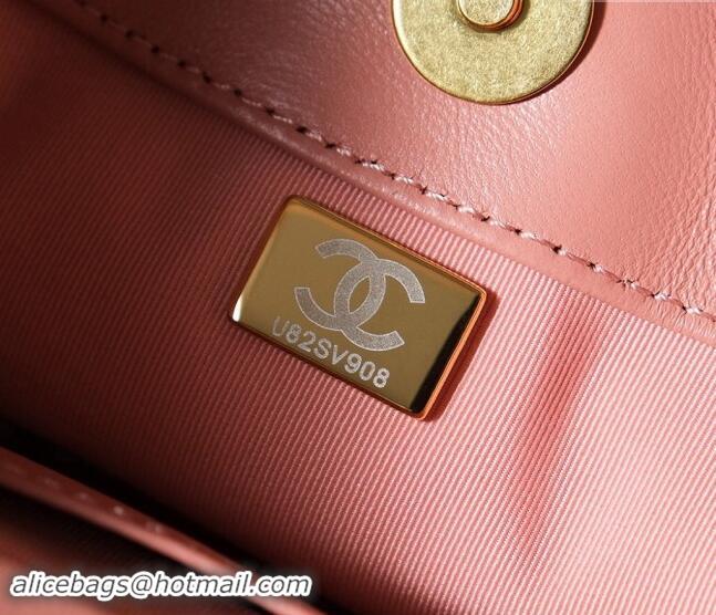 Cheapest Chanel Lambskin Hobo Bag with CC Chain Strap AS5177 Coral Pink 2024