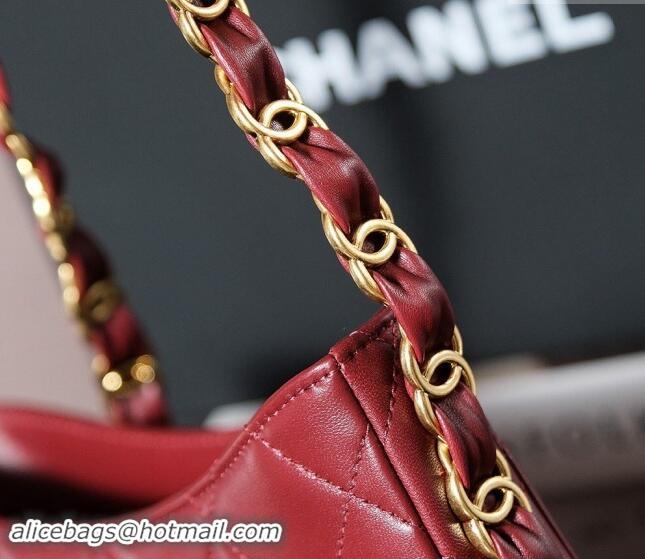 Top Grade Chanel Lambskin Hobo Bag with CC Chain Strap AS5177 Burgundy 2024