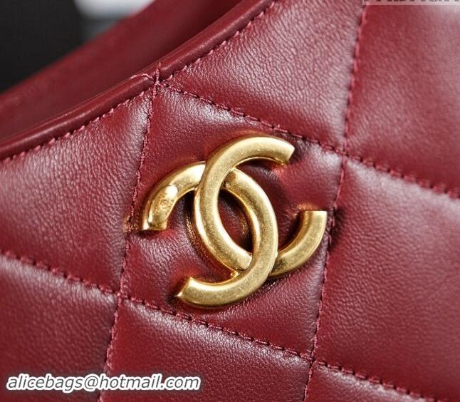 Top Grade Chanel Lambskin Hobo Bag with CC Chain Strap AS5177 Burgundy 2024