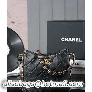 Most Popular Chanel Lambskin Hobo Bag with CC Chain Strap AS5177 Black 2024