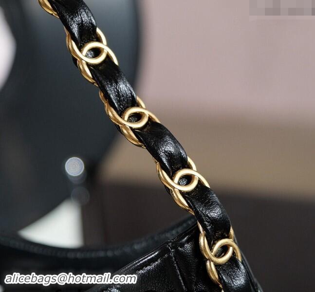 Most Popular Chanel Lambskin Hobo Bag with CC Chain Strap AS5177 Black 2024