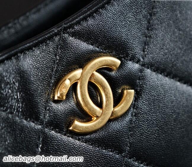 Most Popular Chanel Lambskin Hobo Bag with CC Chain Strap AS5177 Black 2024