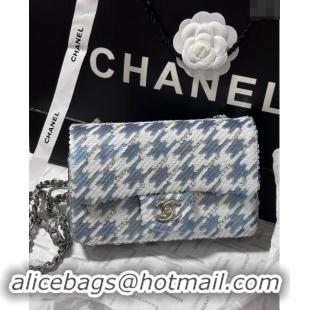 Promotional Chanel Embroidered Satin & Sequins Classic Mini Flap Bag A69900 White/Grey 2024