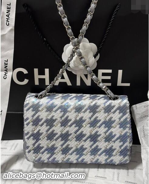 Promotional Chanel Embroidered Satin & Sequins Classic Mini Flap Bag A69900 White/Grey 2024