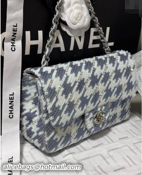 Promotional Chanel Embroidered Satin & Sequins Classic Mini Flap Bag A69900 White/Grey 2024