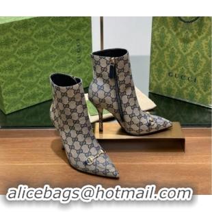 Buy Fashionable Gucci GG Canvas Ankle Boots 10.5cm with Horsebit Grey 1014058