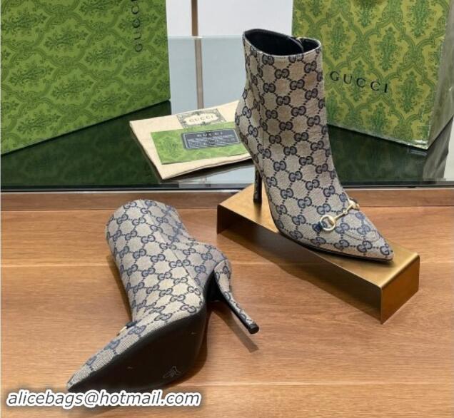 Buy Fashionable Gucci GG Canvas Ankle Boots 10.5cm with Horsebit Grey 1014058