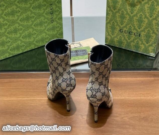 Buy Fashionable Gucci GG Canvas Ankle Boots 10.5cm with Horsebit Grey 1014058