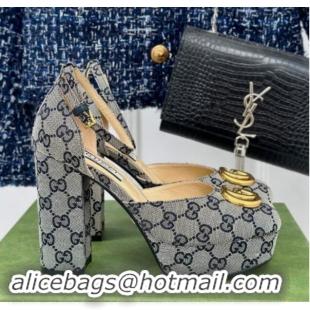 Pretty Style Gucci GG Canvas Platform Pumps 11.5cm Grey 1014066