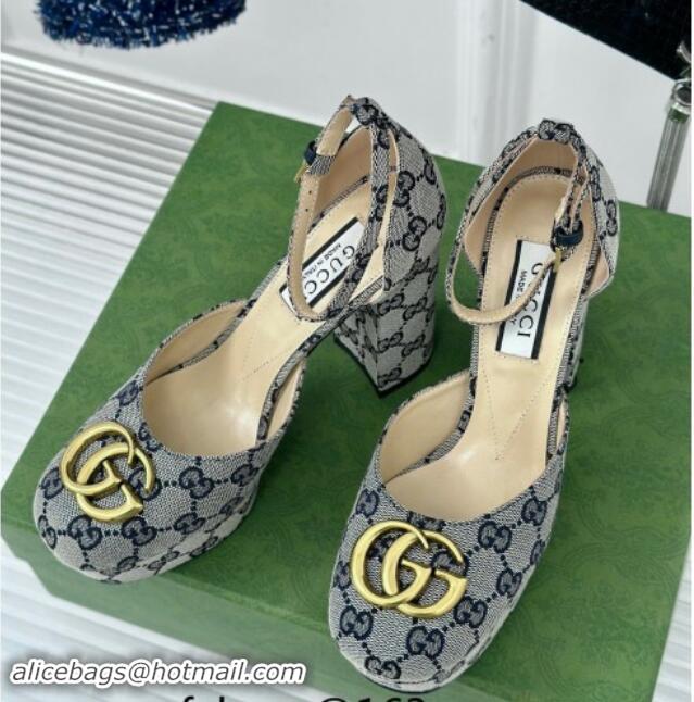 Pretty Style Gucci GG Canvas Platform Pumps 11.5cm Grey 1014066