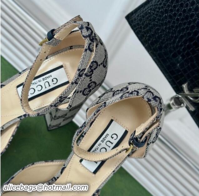 Pretty Style Gucci GG Canvas Platform Pumps 11.5cm Grey 1014066