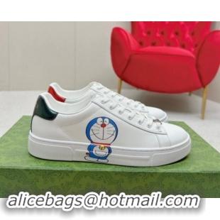 Top Design Gucci Ace Leather Sneakers with Doraemon Print White 1014092