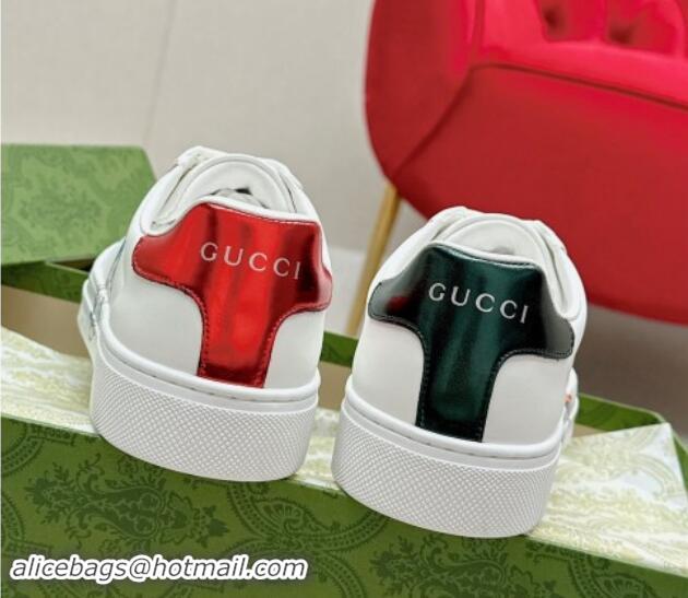 Top Design Gucci Ace Leather Sneakers with Doraemon Print White 1014092