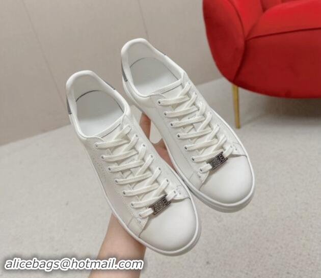 Buy New Cheap Gucci Ace Leather Sneakers with Perforated Interlocking G White/Grey 1014084